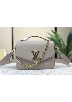 Louis Vuitton Oxford Lockme Shoulder Crossbody Bag with Padlock Gray Grained Calf Leather M22792 