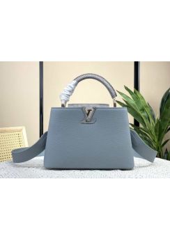 Louis Vuitton Capucines BB Bag with Python Flap Light Blue Calf Leather m22876
