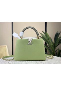 Louis Vuitton Capucines BB Tote Shoulder Bag Mint Green Grained Calf Leather M22916 