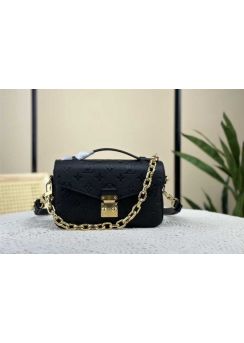 Louis Vuitton Pochette Metis East West Chain Shoulder Bag Black Monogram Leather M22942 