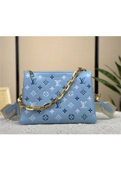 Louis Vuitton LV Coussin PM Chain Shoulder Bag Light Blue Monogram Leather m22953