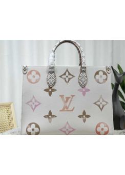 Louis Vuitton OnTheGo MM Shopping Tote Bag Beige Monogram Canvas m22975