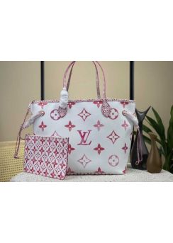 Louis Vuitton Neverfull MM Shopping Tote Bag Pink Monogram Canvas M22980 