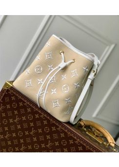 Louis Vuitton Neonoe MM Bucket Shoulder Bag White Monogram Lotus Cotton M23080