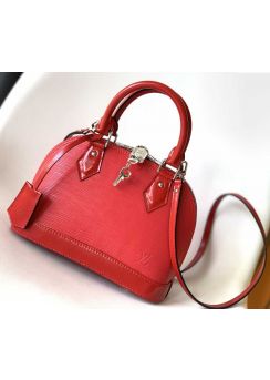 Louis Vuitton Alma BB Top Handle Crossbody Bag Red Epi Leather M41160 