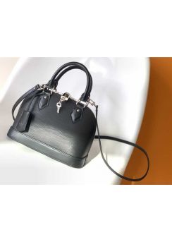 Louis Vuitton Alma BB Top Handle Crossbody Bag Black Epi Leather M41160 