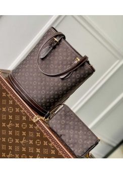 Louis Vuitton Vintage Petit Bucket Shoulder Bag Brown Monogram Denim M42238 