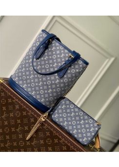 Louis Vuitton Vintage Petit Bucket Shoulder Bag Blue Monogram Denim M42238 