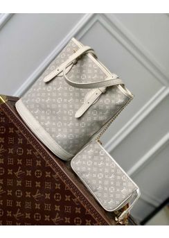 Louis Vuitton Vintage Petit Bucket Shoulder Bag White Monogram Denim M42238