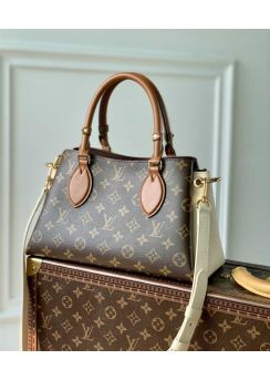 Louis Vuitton Opera BB Classic Tote Top Handle Bag Monogram Canvas and White Leather M46495 