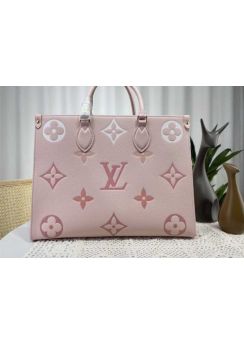Louis Vuitton OnTheGo MM Top Handle Shoulder Bag Pink Monogram Embossed Leather M46542 