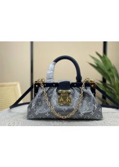 Louis Vuitton Monogram Clutch Top Handle Bag with Chain Blue M46544 
