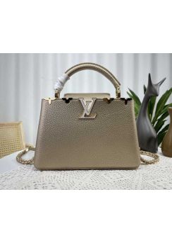 Louis Vuitton Capucines BB Tote Shoulder Bag Rose Gold Grained Calf Leather m48865 27x18x9CM