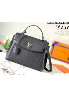 Louis Vuitton One Handle Lockme Ever MM Shoulder Bag Black Soft Grained Calfskin M51395 