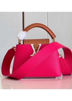 Louis Vuitton Capucines Mini Handbag Rose Red Leather M81409