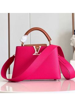 Louis Vuitton Capucines BB Handbag Rose Red Leather M81409 