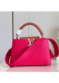 Louis Vuitton Capucines PM Handbag Rose Red Leather M81409 