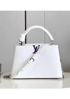 Louis Vuitton Capucines PM Handbag White Leather M81409 