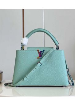 Louis Vuitton Capucines PM Handbag Green Leather M81409 