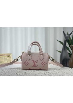 Louis Vuitton Nano Speedy Shoulder Crossbody Bag Pink Leather M81456