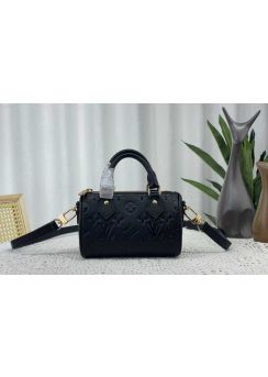 Louis Vuitton Nano Speedy Shoulder Crossbody Bag Black Leather M81456