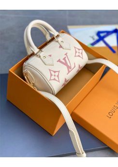 Louis Vuitton Nano Speedy Shoulder Bag Cream Pink Monogram Leather M81913