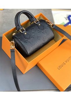 Louis Vuitton Nano Speedy Shoulder Bag Black Monogram Leather M81913 
