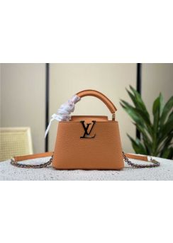 Louis Vuitton Capucines Mini Tote Shoulder Bag Orange Leather M94519