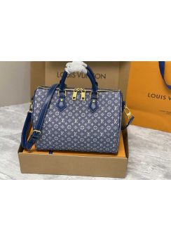 Louis Vuitton Boston Minilan Speedy 30 Travel Bag Blue Monogram Denim M95224 