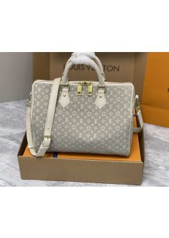 Louis Vuitton Boston Minilan Speedy 30 Travel Bag Gray Monogram Denim M95224
