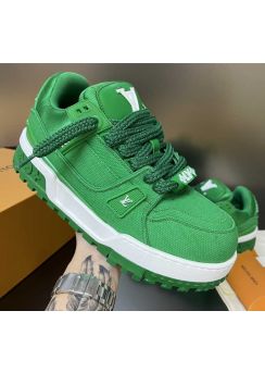 Louis Vuitton Maxi LV Trainer Platform Sneakers Green Fabric 35To40To45