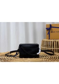 Louis Vuitton Mini Soft Trunk Black Ostrich Leather Bag N82245 