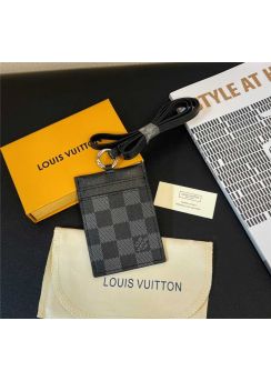 Louis Vuitton Damier Canvas ID Card Holder Taiga Strap M30763