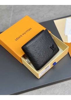 Louis Vuitton Multiple Wallet Black Ostrich Leather N82508