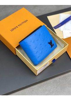 Louis Vuitton Multiple Wallet Blue Ostrich Leather N82508