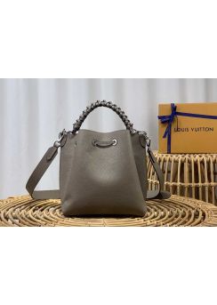 Louis Vuitton Muria Gray Mahina Leather Bucket Top Handle Bag m21006 