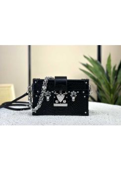 Louis Vuitton Petite Malle Python Embossed Leather Handbag Black N40273 