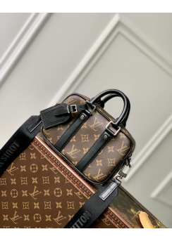 Louis Vuitton Nano Porte Documents Voyage Top Handle Crossbody Bag Brown Damier Canvas M82770