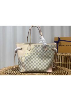 Louis Vuitton Neverfull MM Damier Azur Canvas Shopping Tote Bag N40471 