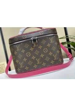 Louis Vuitton Nice BB Toiletry Pouch Vanity Case Monogram Canvas and Fuchsia Leather M42265
