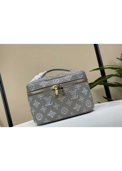 Louis Vuitton Nice Mini Vanity Case Gray Mahina Calfskin Leather m23550
