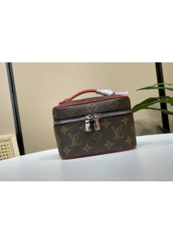 Louis Vuitton Nice Nano Toiletry Pouch Vanity Case Monogram Canvas and Red Leather M44936