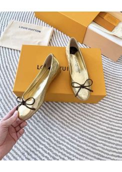 Louis Vuitton Nina Flat Ballerina Gold Monogram Leather 35To42