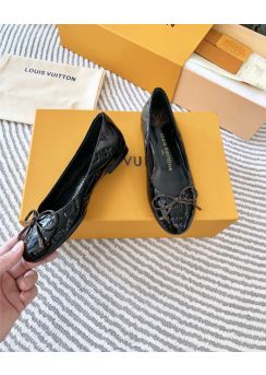 Louis Vuitton Nina Flat Ballerina Black Patent Monogram Leather 35To42