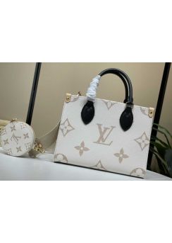 Louis Vuitton Onthego Mini Shopping Tote Bag White Monogram Canavs M46912