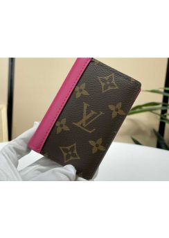 Louis Vuitton Pocket Organizer Wallet Monogram Canvas and Fuchsia Leather M82955