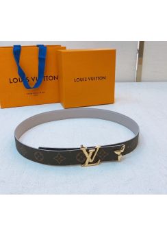 Louis Vuitton Pretty LV Reversible White Leather Monogram Canvas Belt 30MM