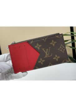 Louis Vuitton Romy Card Holder Monogram Canvas and Red Leather M64038