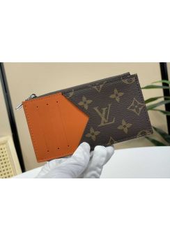 Louis Vuitton Romy Card Holder Monogram Canvas and Orange Leather M64038