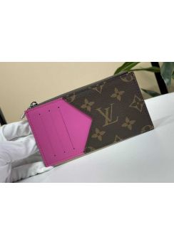 Louis Vuitton Romy Card Holder Monogram Canvas and Fuchsia Leather M64038 
